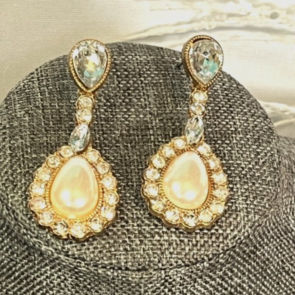 Pearl Drop And Crystal Earrings